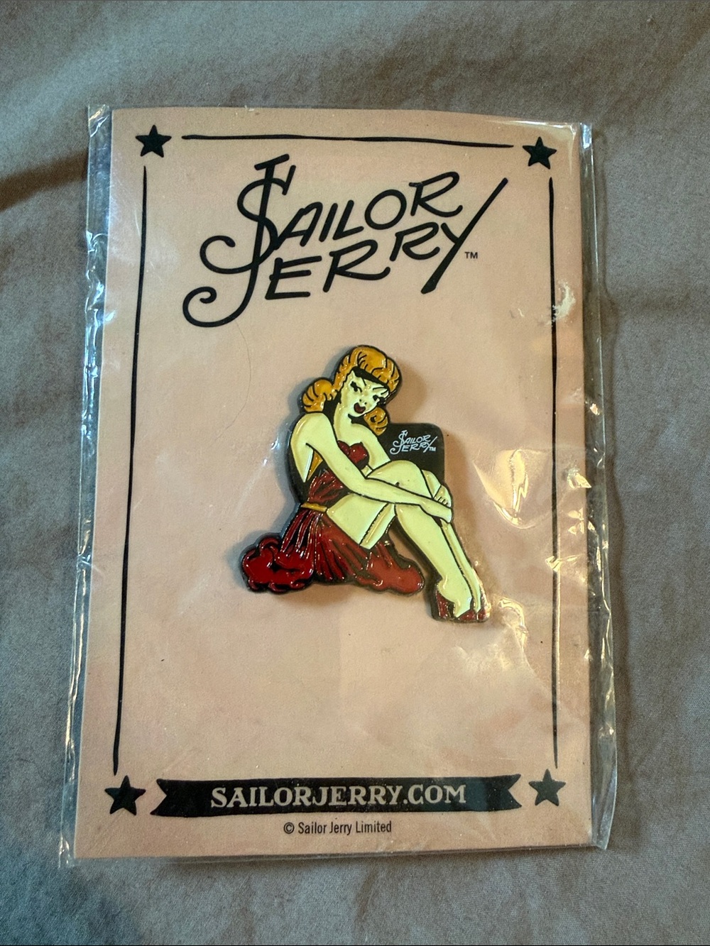 Sailor Jerry Red Pin-Up Girl Enamel Brooch
